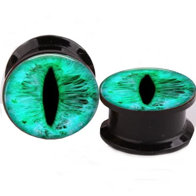Черные акриловые ушные датчики MOSRSA 1 пара лого синего глаза затычки для ушей и