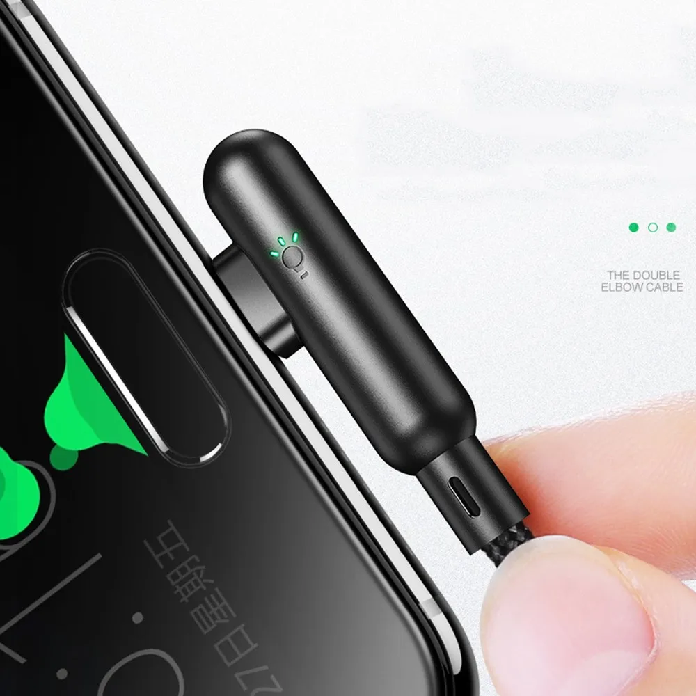 1 2 м кабел USB TYPE C зарядка для телефона двойной локоть провод зарядки передачи