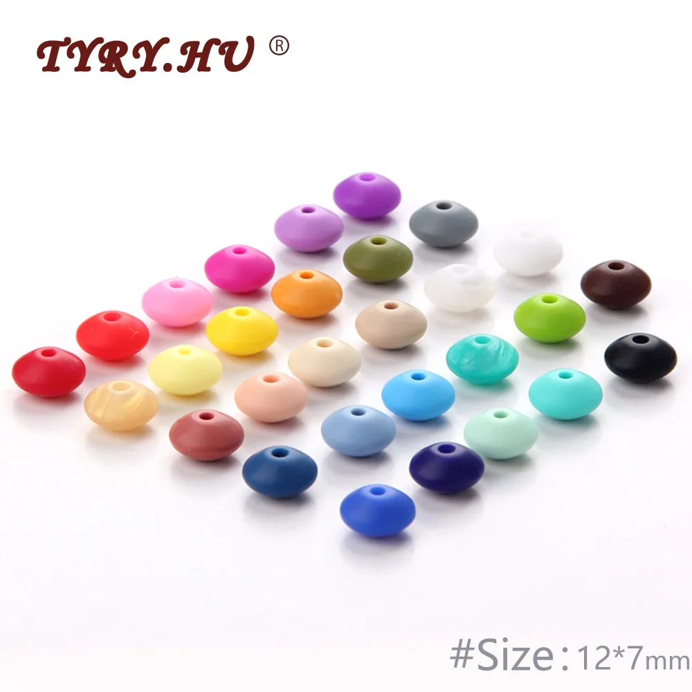 

TYRY.HU 50Pcs 12mm Lentils Silicone Beads Food Grade Infant Teething Chew Teether Beads Baby DIY Pacifier Chain Toy Accessories