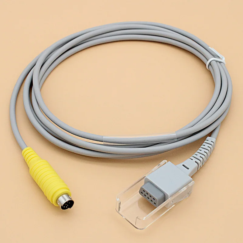 Compatible MEK MP700 MP800 SpO2 sensor adapter extension cable 7P yellow plug to DB 9P F for Nellcor probe |