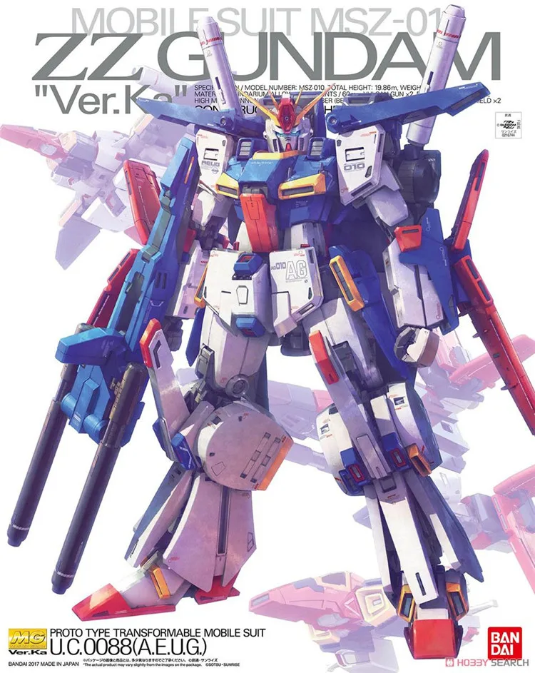 Bandai Gundam MG 1/100 MSZ-010 ZZ Ver. Ka мобильный костюм Сборная модель наборы фигурки пластмассовые игрушечные модели