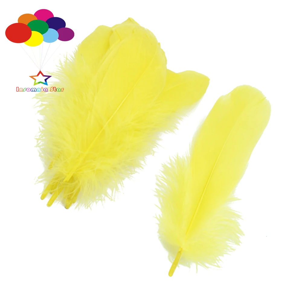 100 шт. красивые окрашенные светло желтые 100% натуральные мягкие гусиные перья 15 20