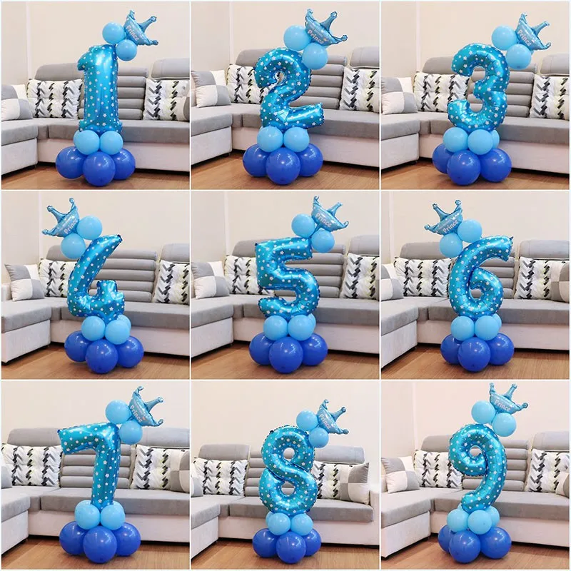 15pcs blue Heronsbill 1st 1 2 3 4 5 6 7 8 9 лет с днем рождения воздушные шары из фольги в виде цифр для маленьких мальчиков и девочек вечерние украшения детских товаров, 2nd 3rd - Цвет: 15pcs blue