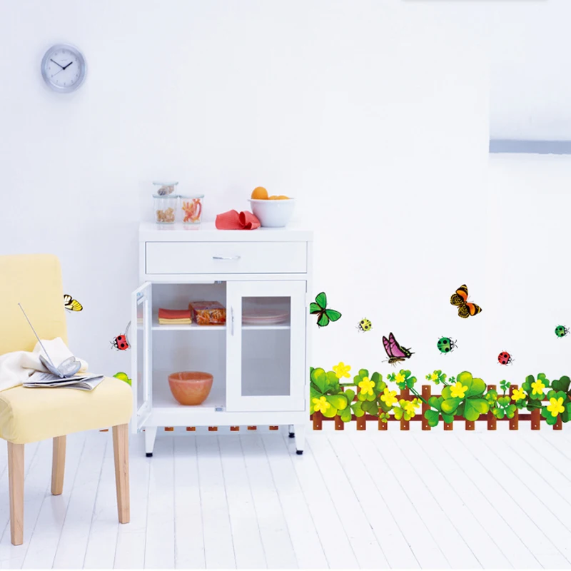 Съемный забор с бабочкой водостойкие виниловые наклейки на стены домашний декор