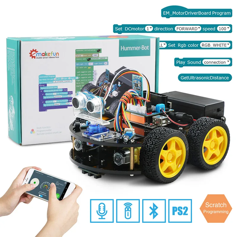 Emakefun для Arduino робот 4WD автомобили приложение RC пульт дистанционного управления Bluetooth робототехники Обучающий Набор Обучающие игрушки для детей