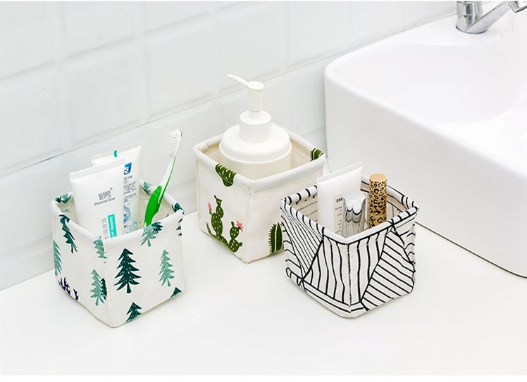 Хлопковая и льняная настольная коробка для хранения стол канцелярские