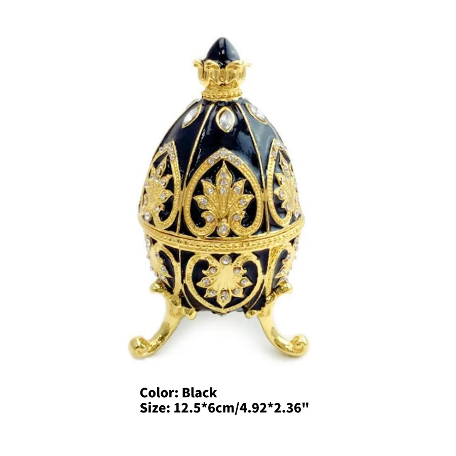 Синий Креативный русский faberge яйцо роскошные украшения на пасхальную тематику яйцо окрашенная коробка на подставке набор с эмалью и кристаллами фигурка безделушка подарок - Цвет: Синий