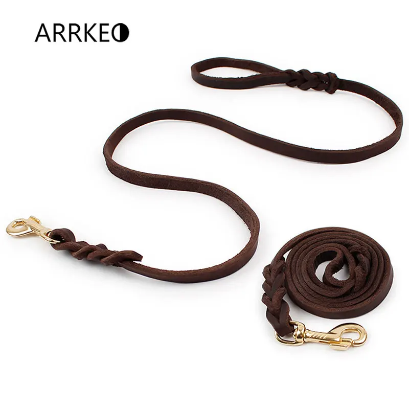 ARRKEO натуральная кожа собаки поводок приводит для Ошейник Жгут зоотоваров
