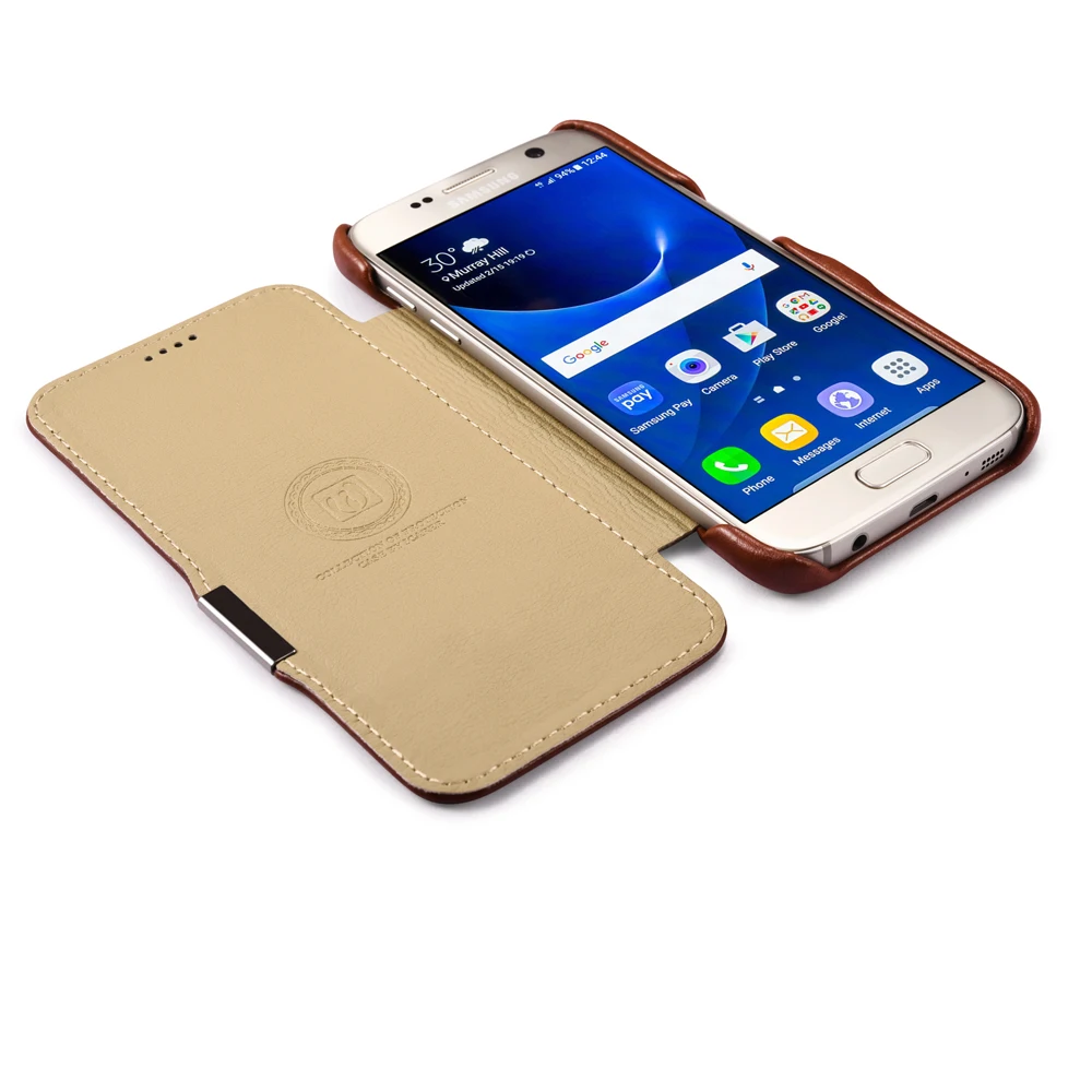 Icarer Чехол-книжка из натуральной кожи для SAMSUNG Galaxy S7(5,1 дюйма), винтажный Ретро-Чехол-книжка, Магнитный кожаный чехол, защитный чехол