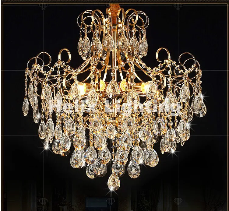 

New Arrival Golden AC 100-240V Romantic Golden chandelier Pendant Lamp Pendant K9 Golden Crystal Penadnt Lamp 100% Guaranteed