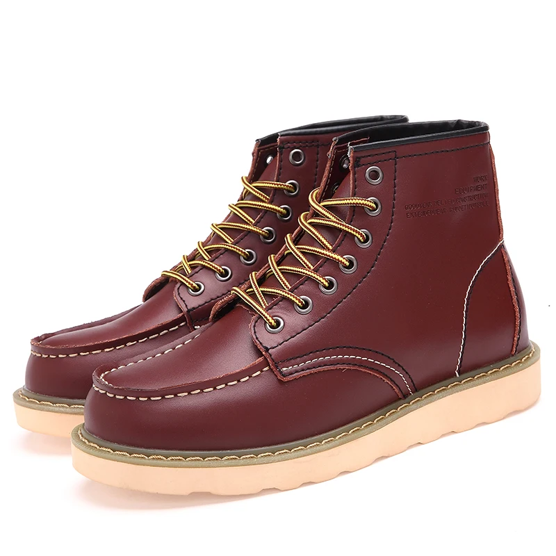 Большие Size38-46, мужские зимние ботинки с высоким берцем, кожаные меховые, сохраняющие тепло, на плоской резиновой подошве, прочные, на шнуровке, водонепроницаемые, 3 цвета, Новинка