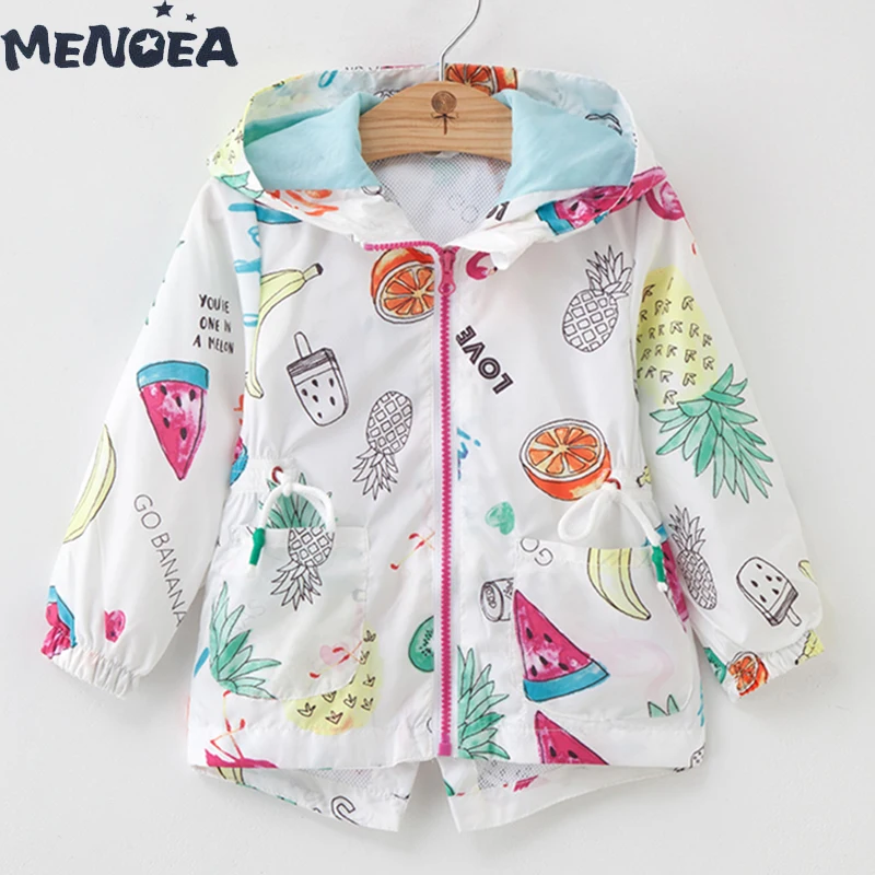 Meoea Kids Outerwear&ampCoats New Spring Autumn Cartoon Fruit Print Oxford Coats Hooded Unisex for 3-7Y Girls Clothes Coat | Детская