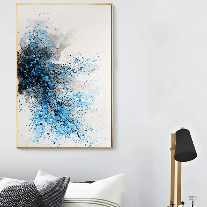 Синий абстрактный шикарный холст Художественная печать Постер домашний Декор
