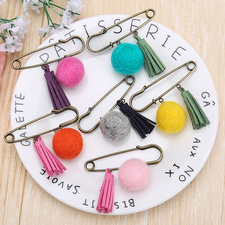 Милая брошь темперамент шерсть булавки с шариком кисточкой броши для женской