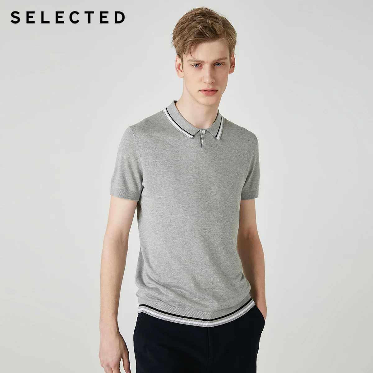 Мужская Летняя шелковая рубашка с отложным воротником коротким рукавом 419206509 |