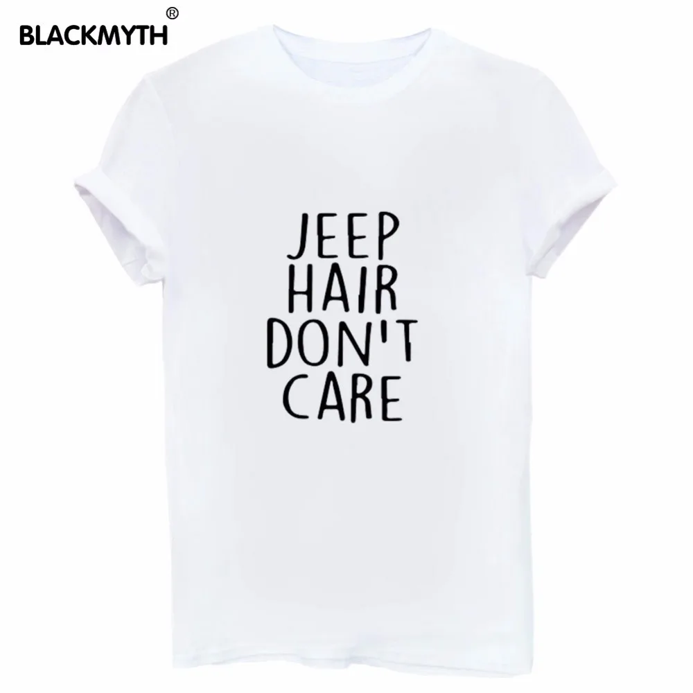 JEEP HAIR't CARE хлопковая с принтом в виде надписи Женская футболка для леди черный