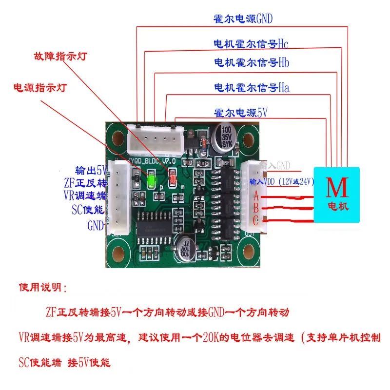 V7.0 24V 3A 72W DC бесщеточный контроль мотора плата управления мотором | Обустройство