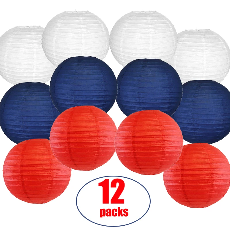 12 шт./компл. белый красный темно синий Китайский бумажный фонарь 4 июля