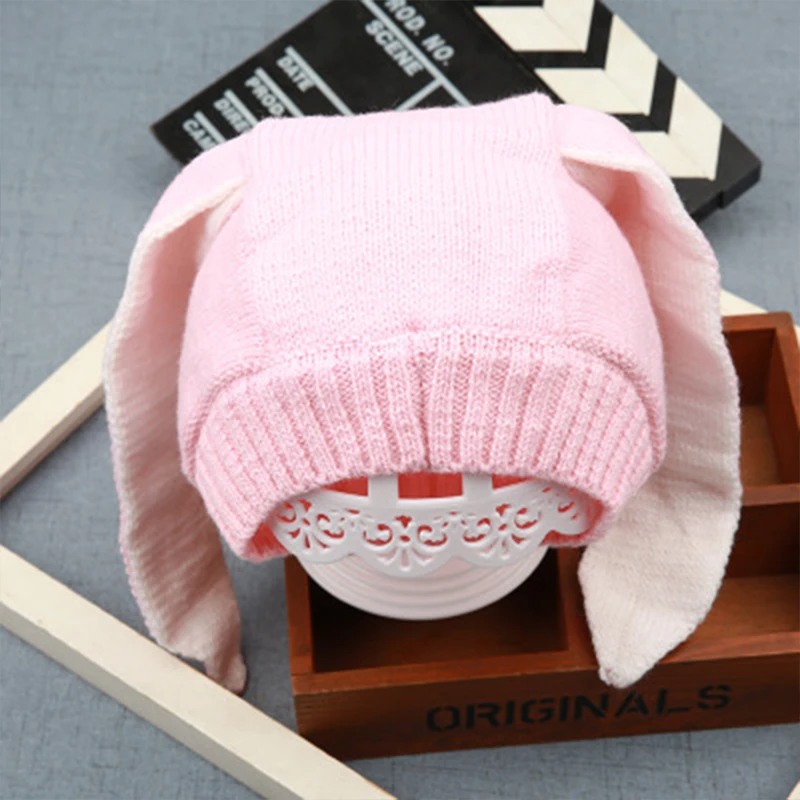 NEW Cute Baby Winter Hat Bunny Ear Rabbit Caps Girl newborn photography props Knitted Cotton protection Beanie Cap | Детская одежда и