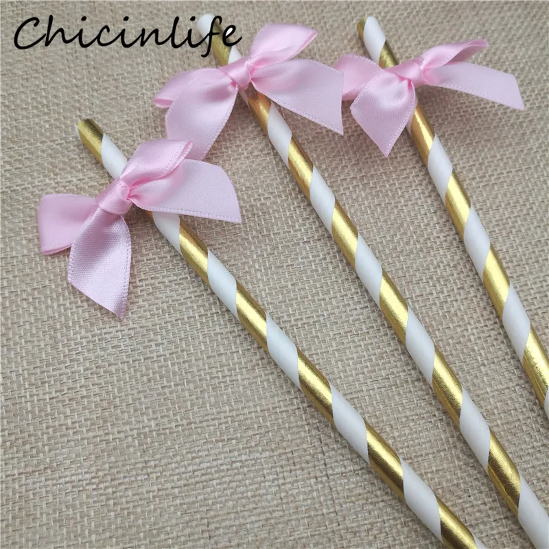 Chicinlife 10 шт. белый/черный/розовый/синий бант бумага для питья соломинки вечеринка