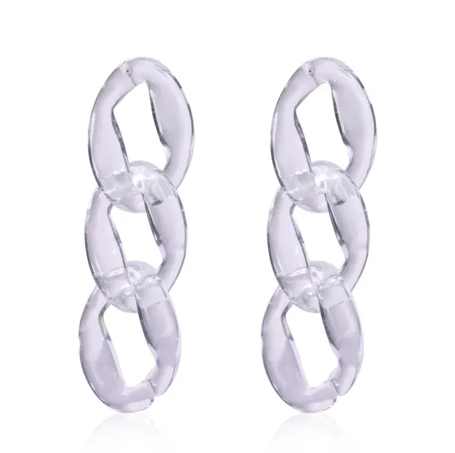 Clear Oval FishSheep, новинка, массивные прозрачные акриловые геометрические большие висячие серьги для женщин Za, длинные висячие серьги с круглой цепочкой - Окраска металла: Clear Oval