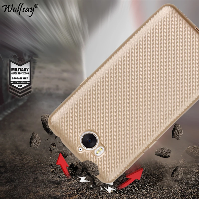 Y6 2017 Phone Bag Case sFor Huawei Carbon Fiber Design Texture Silicone Shell For Y5 Cover Capa Wolfsay | Мобильные телефоны и