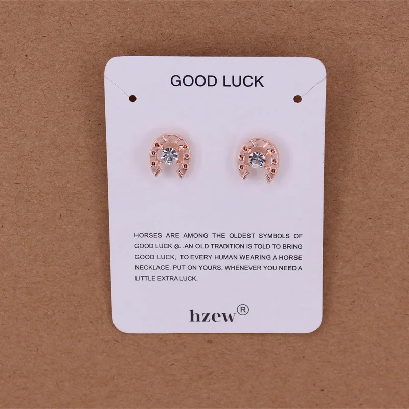 

hzew crystal Horseshoe earring cute horse two colors earrings