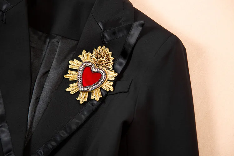 Высокое качество Новая модная однотонная, с приметанными оборками Тонкий темперамент, на одной пуговице, длинные рукава с вышивкой в традиционном стиле Блейзер, куртка