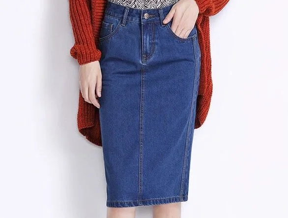 blue skirts Летняя женская одежда, джинсовая ткань, потертые юбки, ягодицы, Юбки До Колена, высокая талия, женские юбки, ковбойские однотонные - Цвет: blue skirts