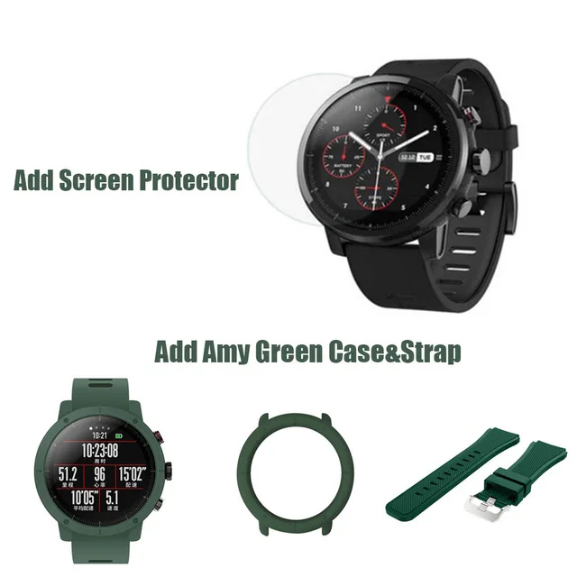 add Amy green Смарт-часы Huami Amazfit Stratos 2, спортивные, gps, водонепроницаемые, 2.5D, gps, напоминание о звонках, фитнес-трекер, умные часы, браслет на запястье - Цвет: add Amy green