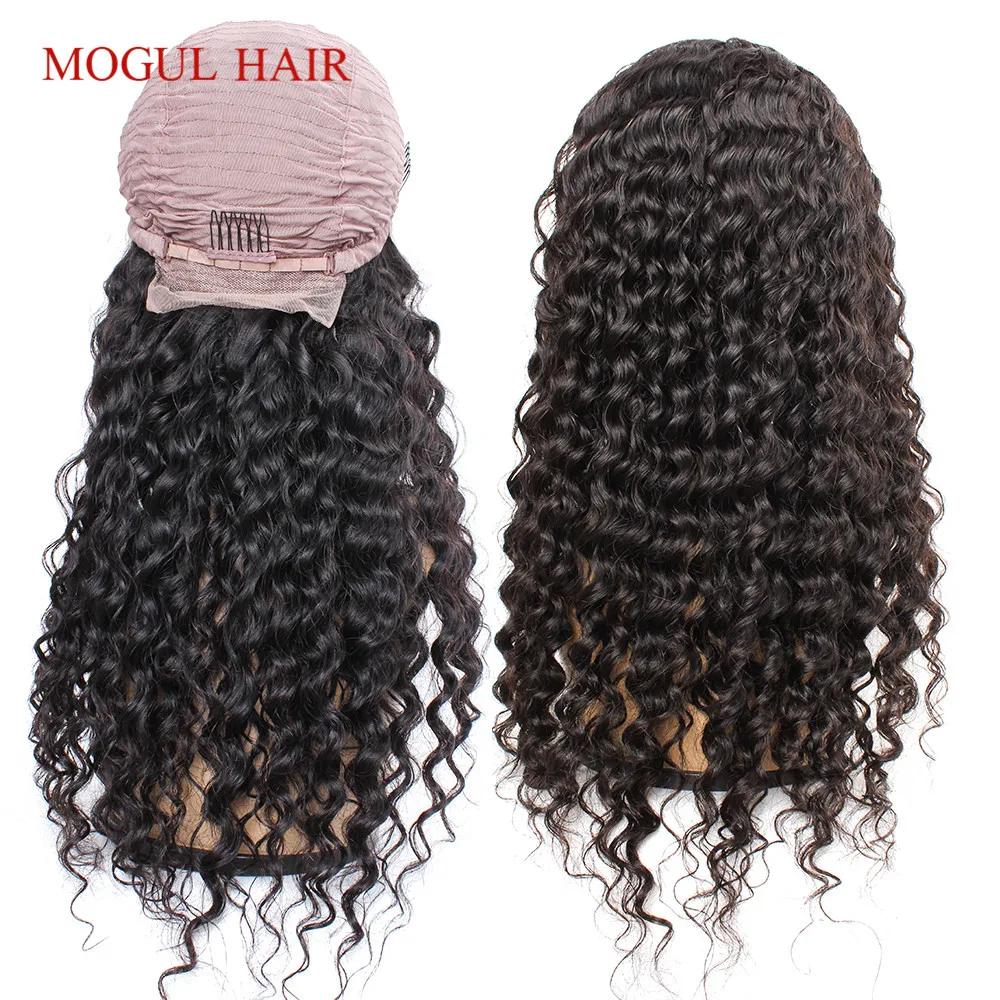 Mogul Hair Lace Front Human Hair Wigs Deep Wave Pre-Plucked Glueless Lace Front Wig Brazilian Remy Hair Natural Color 12-28 inch
