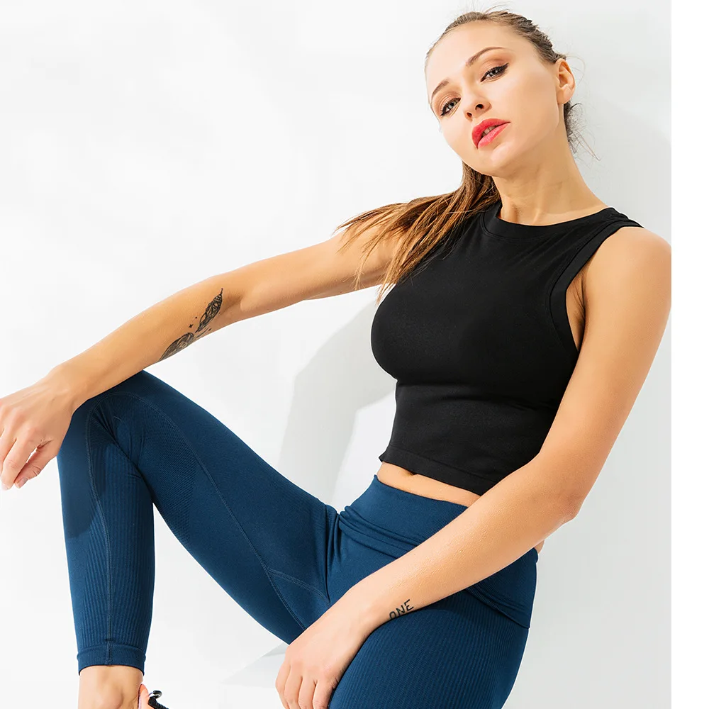 Женская рубашка без рукавов для йоги тренировок майка топ спортивные майки бега