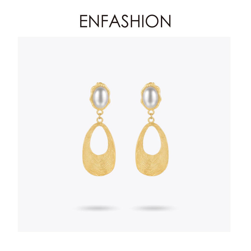Enfashion жемчужные Винтажные висячие серьги для женщин золотого цвета большие