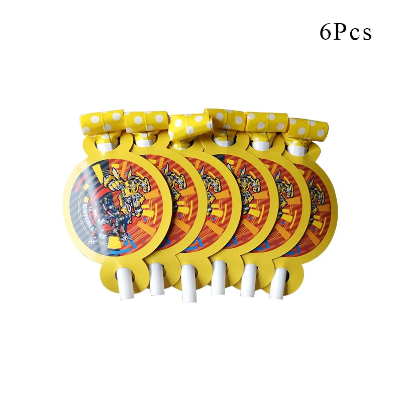 Blowouts x 6 Transformation Bumblebee Optimus Prime Theme Party Decorations Paper Cup Plate Baby Shower Balloons Kids Birthday Party Supplies - Цвет: Blowouts x 6