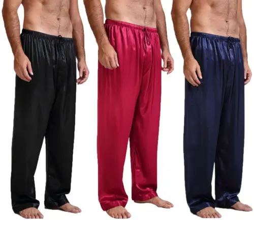 

Мужские классические атласные пижамы, пижамы, пижамные штаны, S-XL