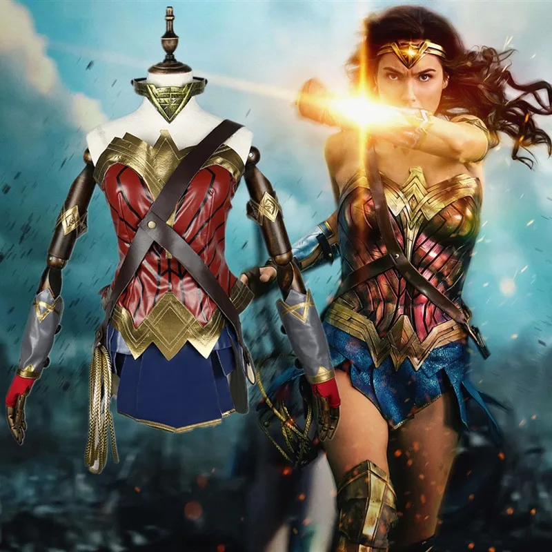 FULL SET DC Super Hero Wonder Woman костюм косплей Хэллоуин вечерние полный комплект - Цвет: FULL SET