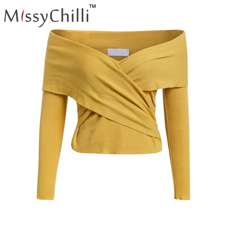 Женский свитер с открытыми плечами MissyChilli повседневные женские пуловеры