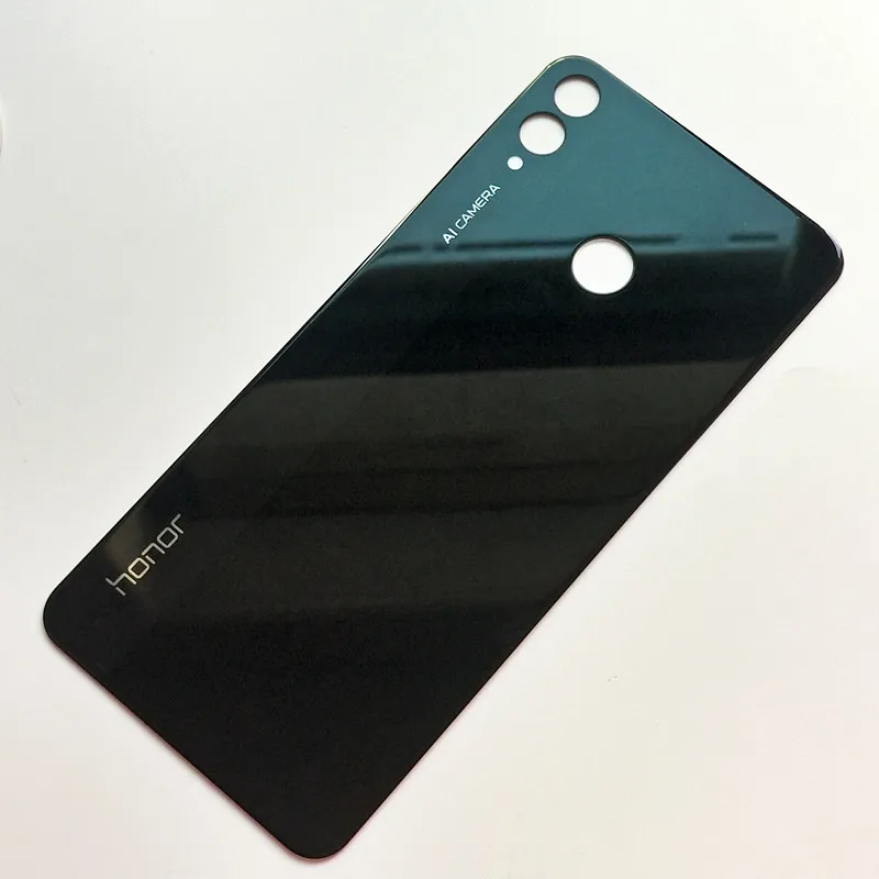 Модная задняя крышка корпуса для huawei honor 8X, стеклянная крышка для батареи, задняя крышка для honor 8x с клейкой наклейкой с логотипом - Цвет: Черный