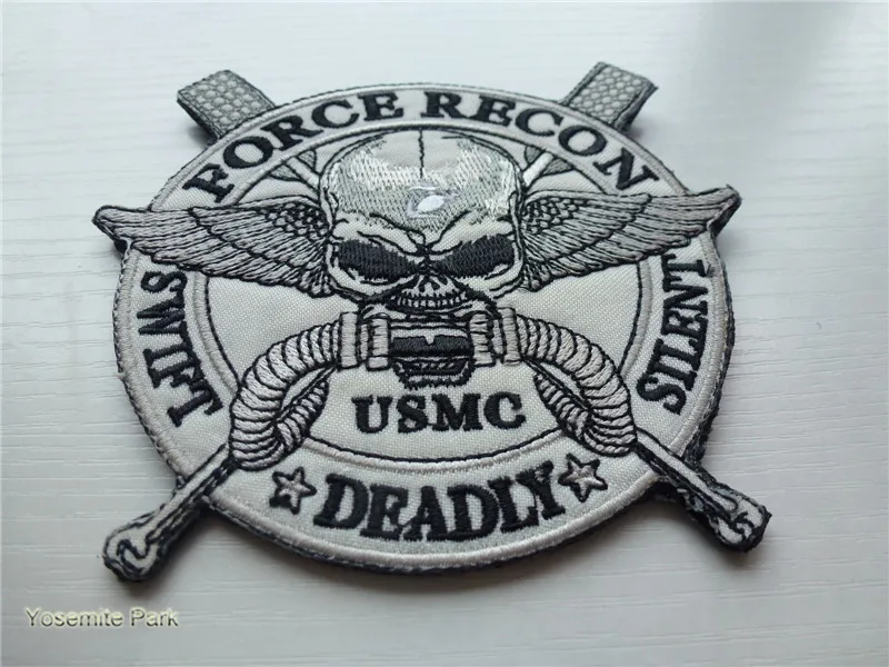 Военная повязка на липучке USMC Force Recon Swift Тихие смертельные нашивки военная