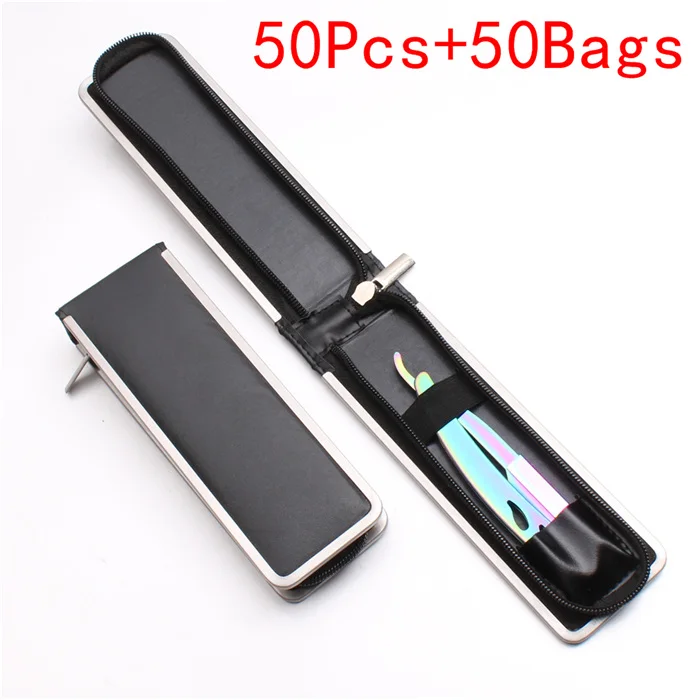 C6102 Cai 50Y2 50 шт. 14x2 см индивидуальный логотип Мужская прямая Опасная бритва стальная бритва складной нож для бритья инструмент для удаления волос лезвие C6102 - Цвет: C6102 Cai 50Y2