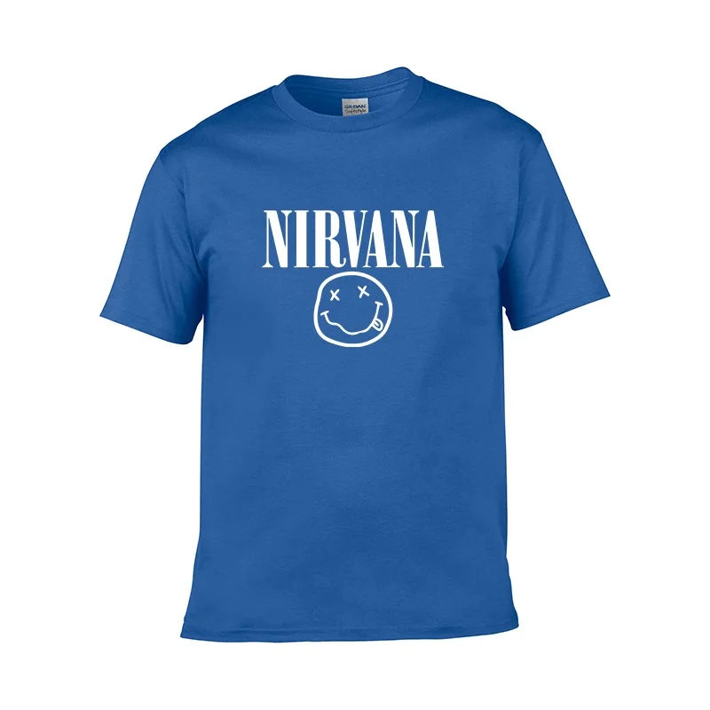 Рок Группа nirvana хип хоп Мужская рубашка с коротким рукавом 100% хлопок принтом О
