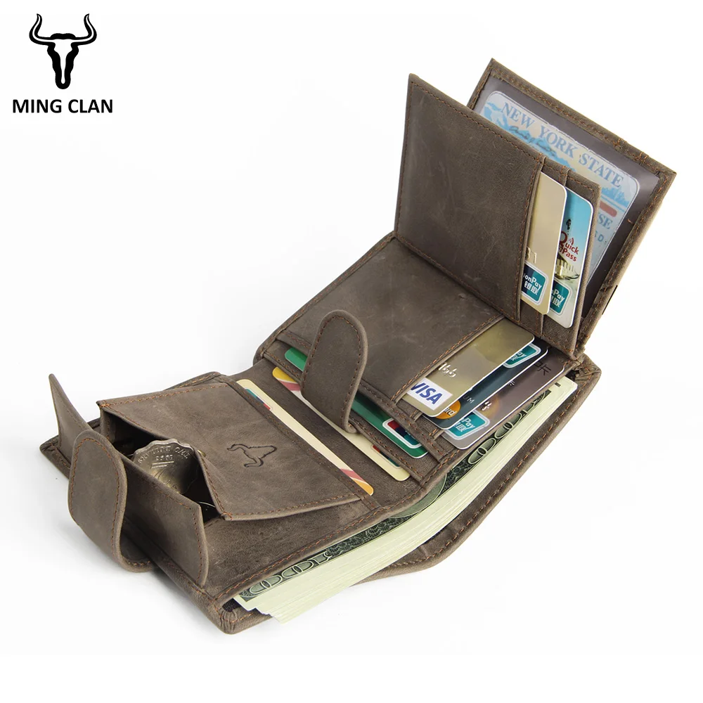 Короткие мужские кошельки Mingclan кошелек из натуральной кожи мужской клатч для