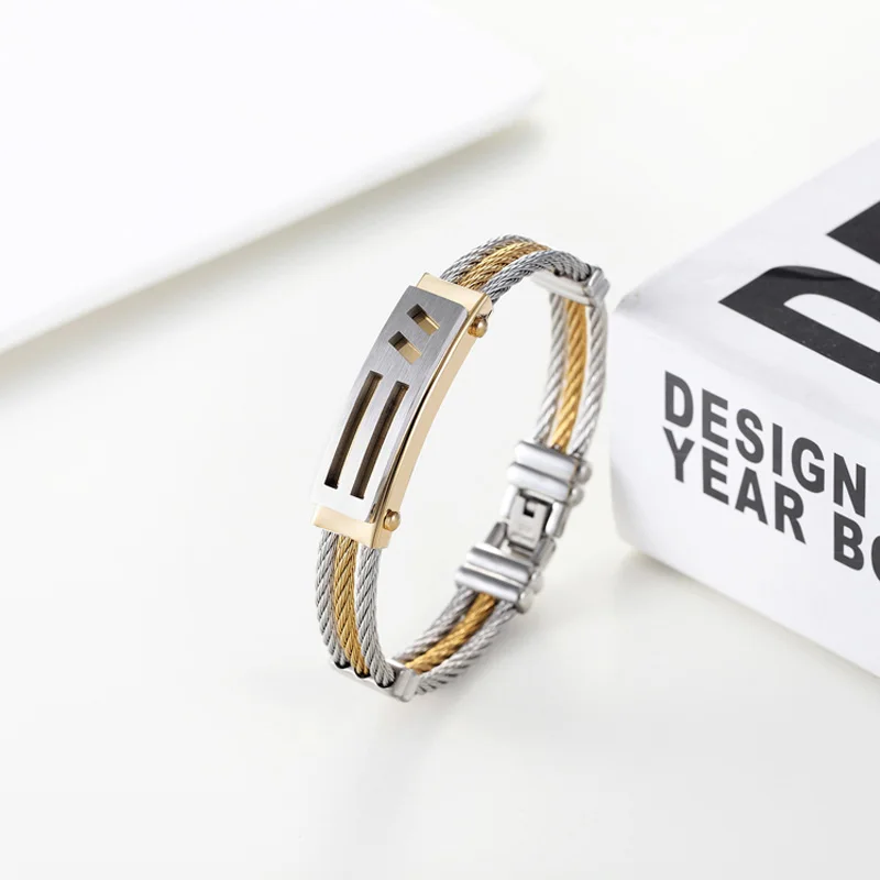 High Quality Titanium steel Bracelets Silver Gold Color Fashion Jewelry Gift For Women Men M8694 | Украшения и аксессуары