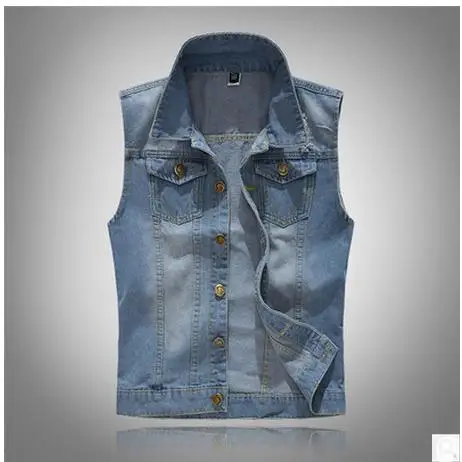 

Male Cowboy Vestcoats Ripped Casual Single Breasted Plus Size Men'S Clothings Male Denim Waistcoats Male Hole Jeans Vests J1986