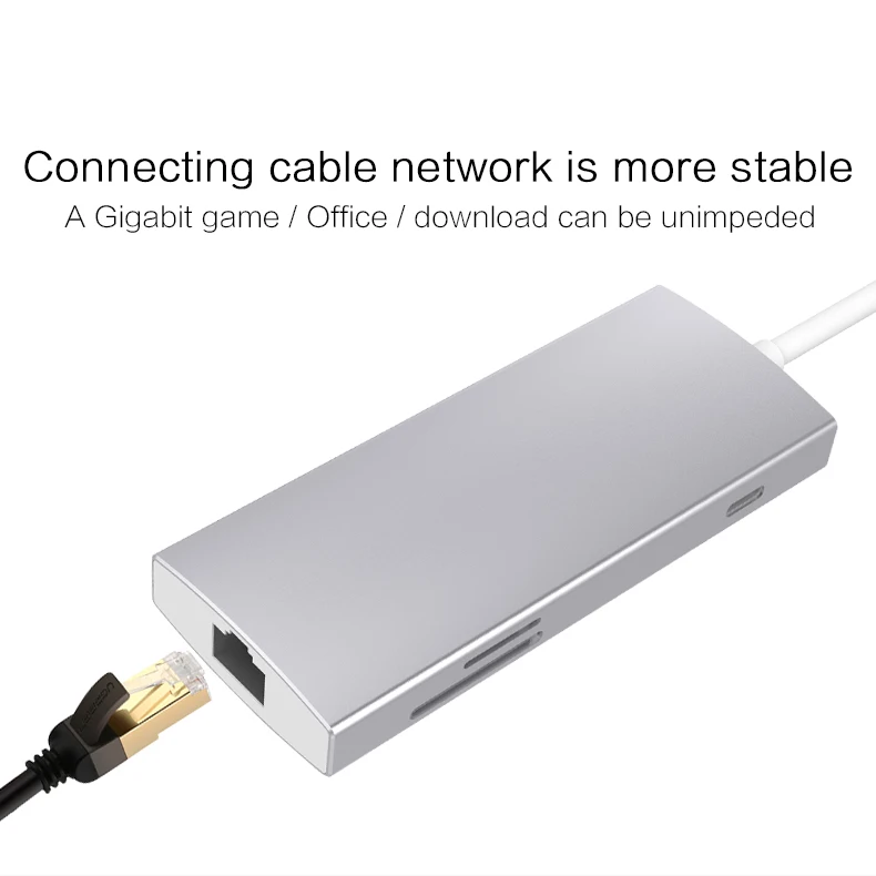EASYA Thunderbolt 3 Тип usb-C концентратор HDMI 4 K Rj45 1000 адаптер Mbps USB-C док-станция с PD SD/Картридер для Macbook Pro