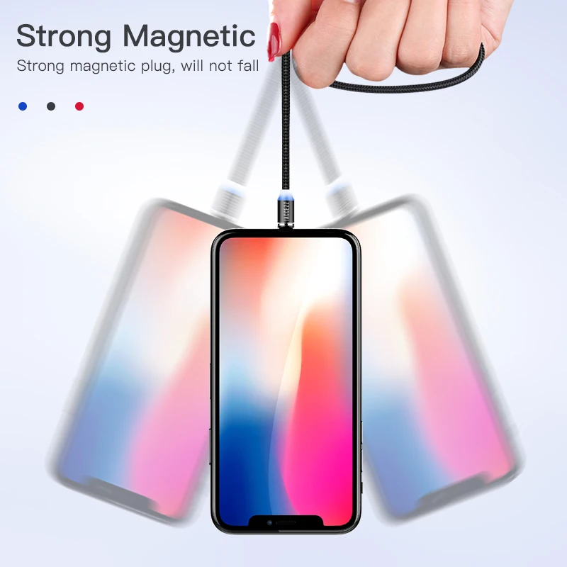 ! ACCEZZ светодиодный магнитный USB кабель Lighting Micro Type C для Samsung S9 S8 S7 S6 универсальные