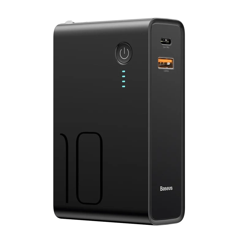 Baseus 10000 мАч USB зарядное устройство, внешний аккумулятор USB C PD 3,0 QC 3,0, быстрая зарядка 3,0, портативное Внешнее зарядное устройство - Цвет: Black