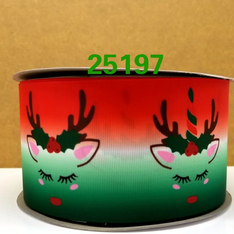 25197 50 ярдов Рождественская лента напечатанная корсаж лента 25197 - Цвет: 25197