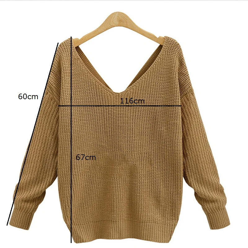 

Autumn And Winter Two Wear Loose V-neck Pullover Irregular cross knotted knit sweater Sexy Fashion Ladies Tops XNW570