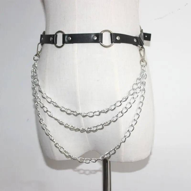 Faux Leather Waist Belt Gothic Link Chains Harness Corset Women Buckle Sculpting Strap 2019 Fashion Wasitband | Аксессуары для